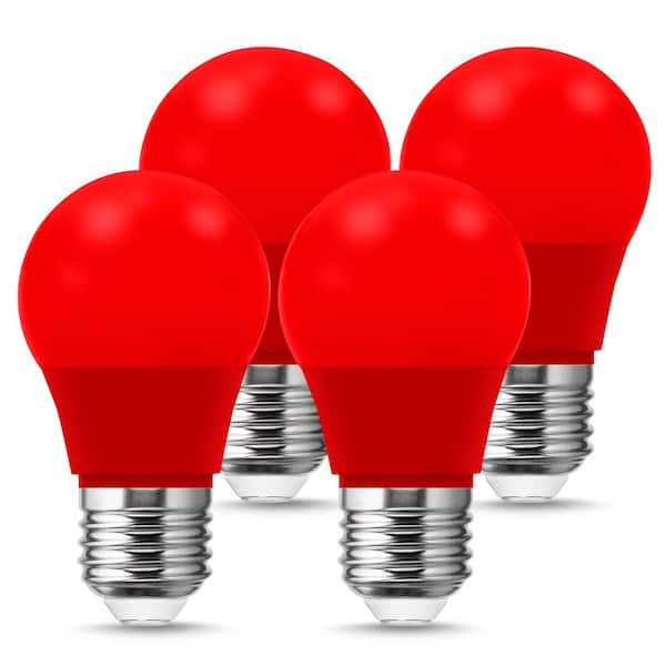 YANSUN 20-Watt Equivalent A15 3-Watt Non-Dimmable Red LED Colored Light Bulb E26 Base (4-Pack)