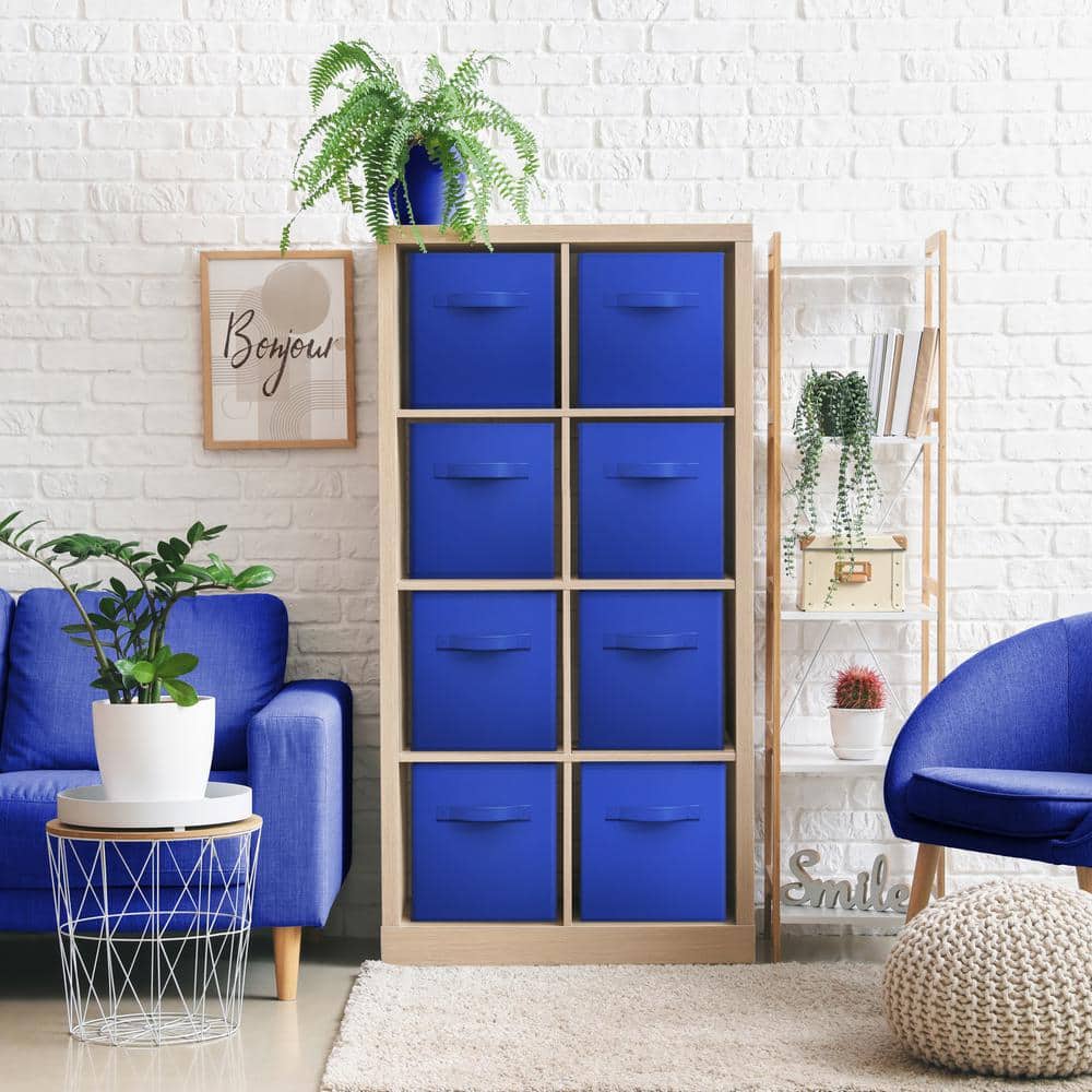 Storage Cubes with Handles, Blue 13 in. x 13 in. H Fabric Decorative Basket