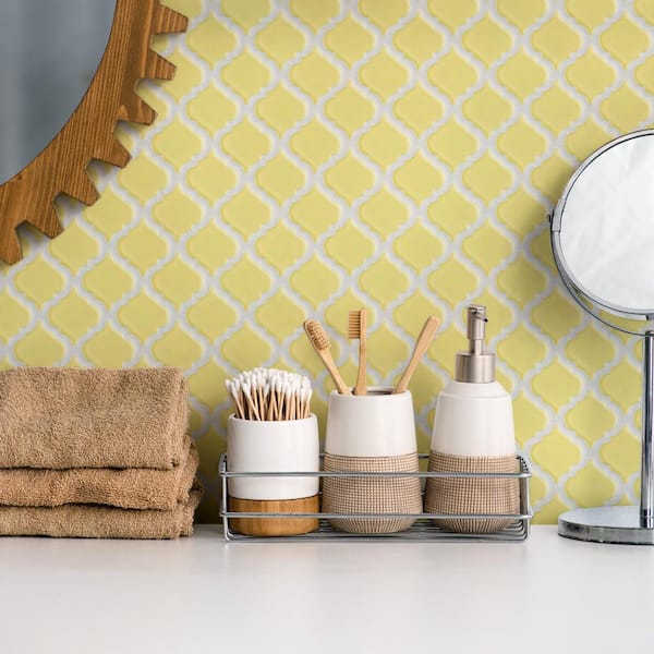 Hudson Tangier Vintage Yellow 12 in. x 12 in. Porcelain Floor and Wall Mosaic Tile (11.0 sq. ft./Case)