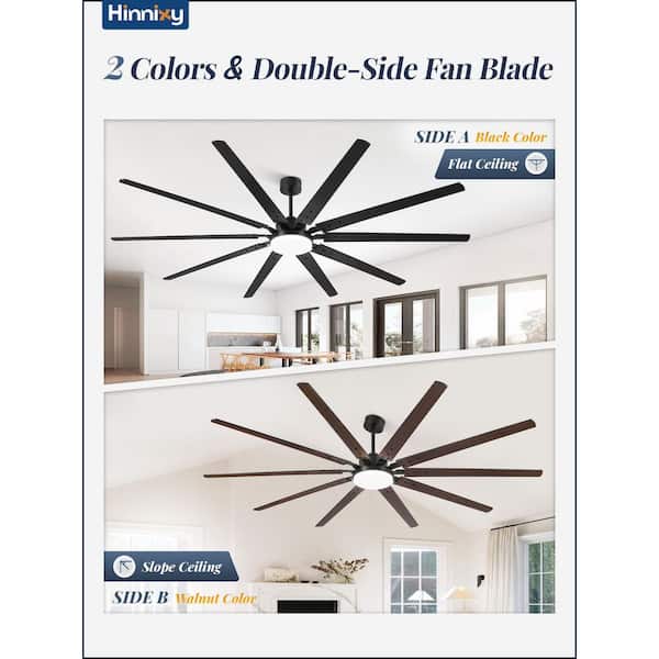 100 in. Indoor/Outdoor Industrial Black Ceiling Fan with Dual-Finish Blades and 3-Color LED Light and Remote Control