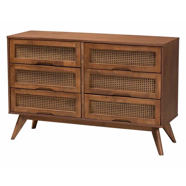 Baxton Studio Asami 5-Piece Walnut Brown Wood Queen Bedroom