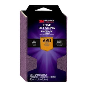 Pro Grade Precision 2.875 in. x 4.5 in. x 1 in. 220 Grit Edge Detailing Dual Angle Sanding Sponge (Case of 12)