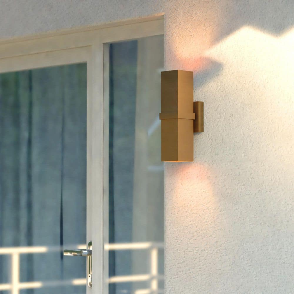 Lavage 14 in. H Gold Outdoor Hardwired Sconce Wall Light Made of Rust-Resistant Aluminum, Up-Down Lighting price history on PriceWatchPro