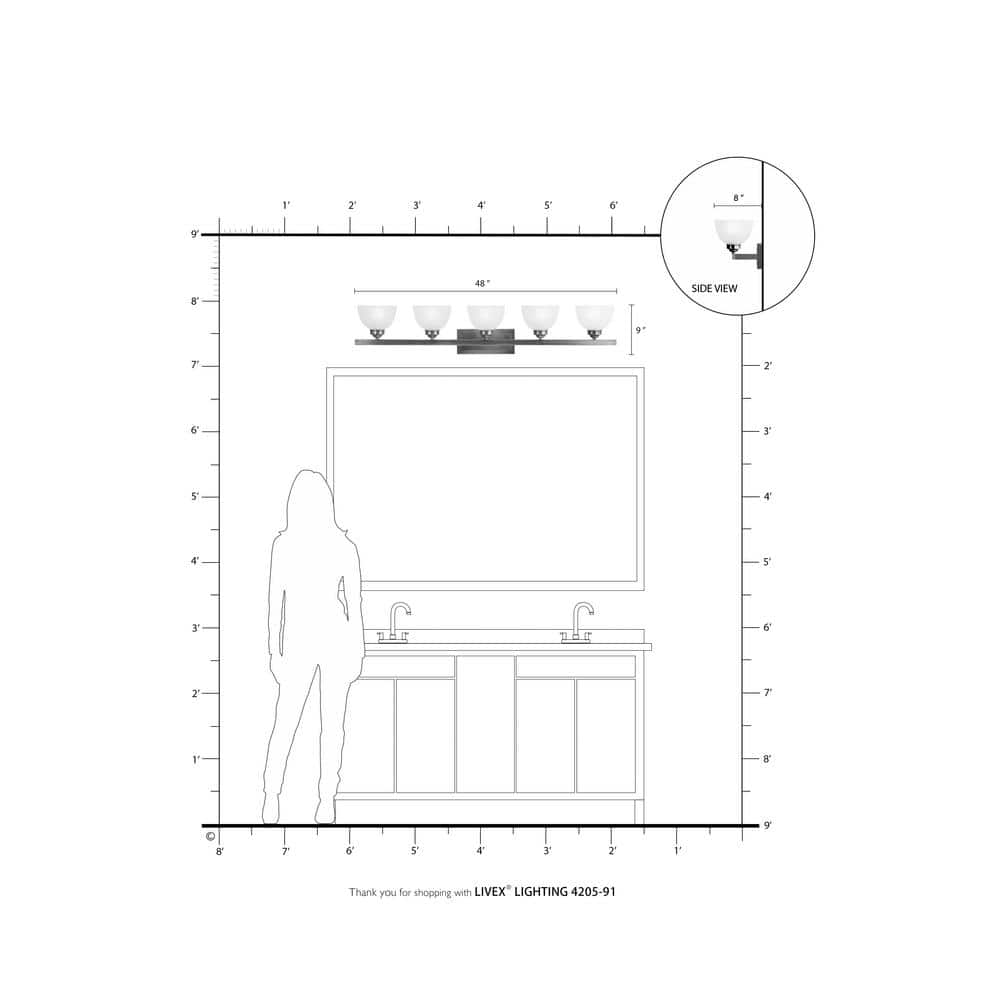Somerset Brushed Nickel 5-Light Bath Vanity with Satin Glass