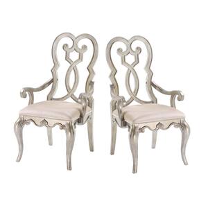 Esteban Beige and Antique Champagne Fabric Arm Chairs (Set of 2)