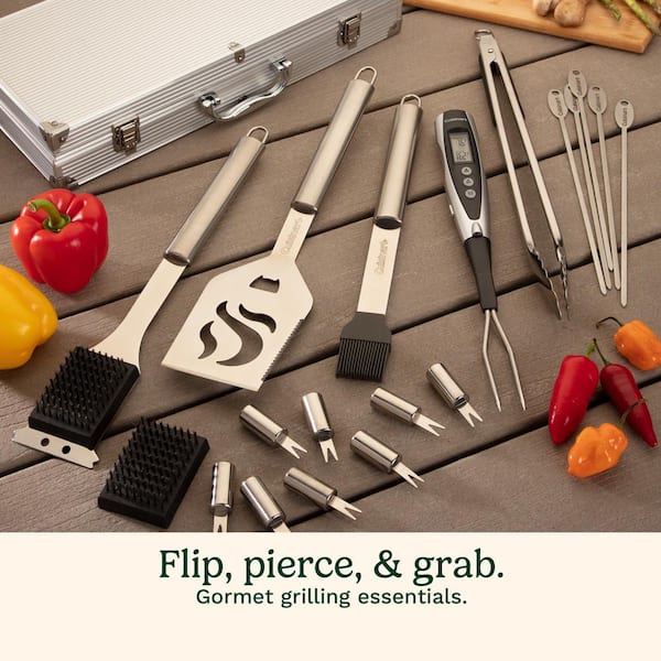 CUISINART OUTDOORS - Deluxe Grilling Tool Set with Aluminum Storage Case (20-Piece) Cooking Accessory