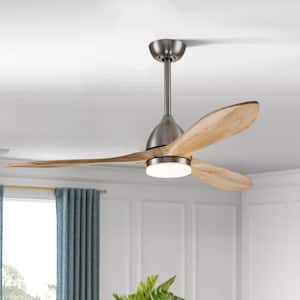 50 in. Integrated LED Nickel Wood Ceiling Fan with Light and Remote Control with Color Changing Technology