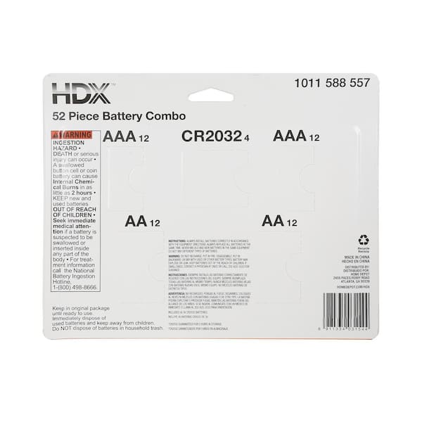 HDX Battery Multipack (AAA 24ct, AA 24ct, and CR2032 4ct