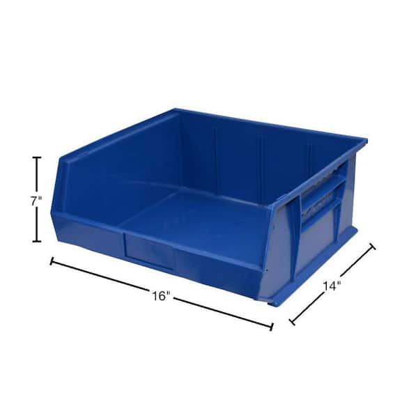16-1/2 in. W x 14-3/4 in. D x 7 in. H Stackable Plastic Storage Bin in Blue  (6-Pack) QTB250-06 - The Home Depot