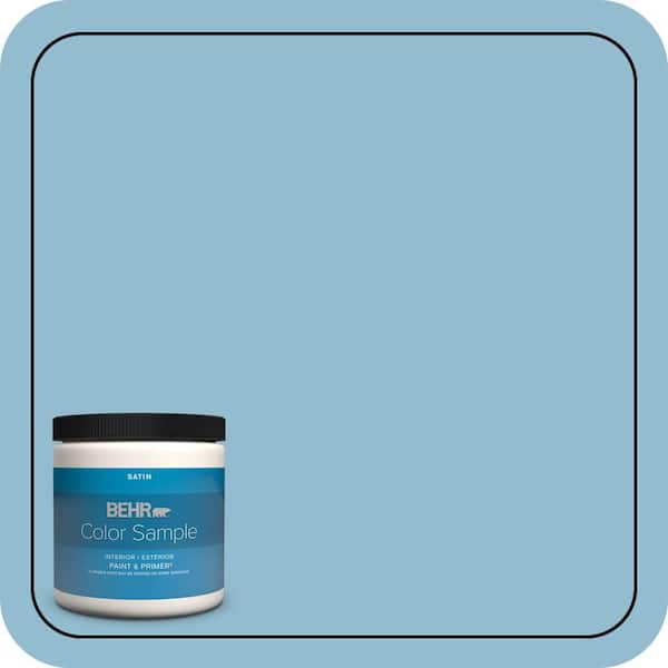 BEHR PREMIUM PLUS 8 oz. #S490-3 Reef Blue Satin Enamel Interior/Exterior Paint & Primer Color Sample