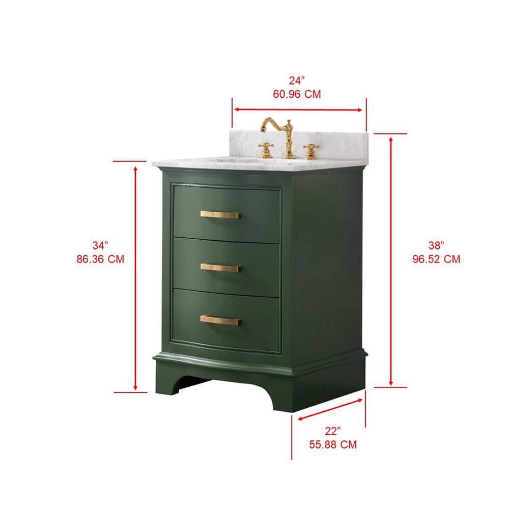 Evergreen Solid Wood Single Vanity with Marble Top