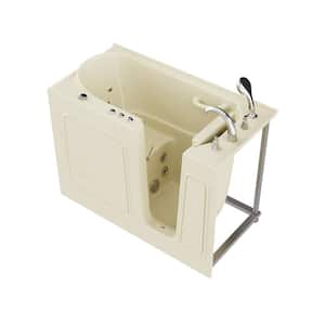 HD Series 53 in. Right Drain Quick Fill Walk-In Whirlpool Bath Tub with Powered Fast Drain in Biscuit
