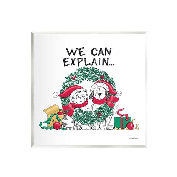 Stupell Industries Cat and Dog Christmas Humor by Deb Strain 1 Piece Unframed Graphic Print Animal Poster Art Print 12 in. x 12 in.