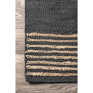 Kelli Contemporary Leather and Jute Gray 8 ft. x 10 ft. Area Rug