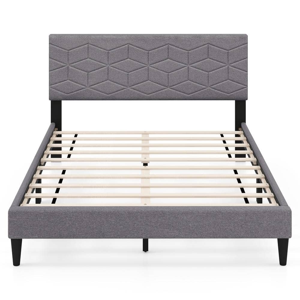 Twin/Full/Queen Size Bed Frame Modern Platform Bed with Linen Fabric Upholstered Headboard-Full price history on PriceWatchPro