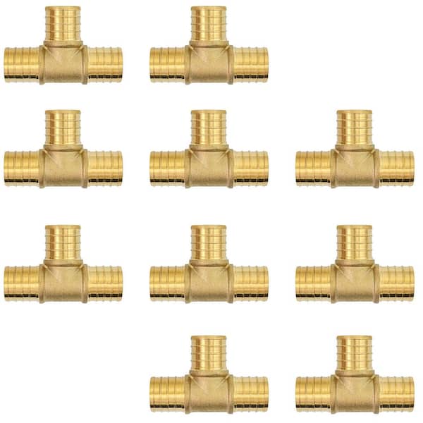 PLUMBFLEX 1 in. Brass PEX x PEX x PEX Barb Tee Pipe Fittings (10-Pack ...