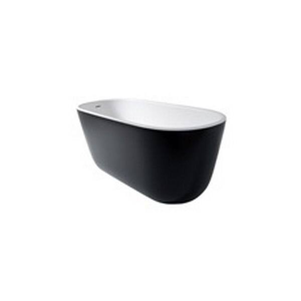 Aquatica Lullaby 5.05 ft. AquateX Double Ended Flatbottom Non-Whirlpool Bathtub in Matte Black Outside with White Inside