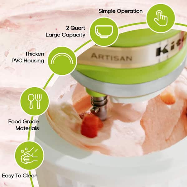 GVODE 2 qt. White Ice Cream Maker Attachment with KitchenAid