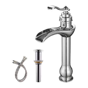 Single Hole 1-Handle Bathroom Faucet with Drain Assembly in Chrome