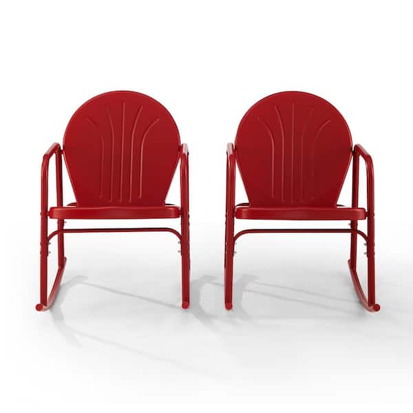 Crosley Furniture Griffith Red Metal, Retro Red Metal Outdoor Chairs