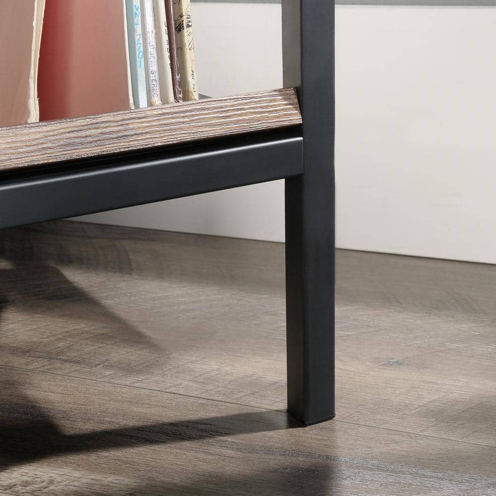 Grand Walnut and Black Metal Accent Storage Cabinet