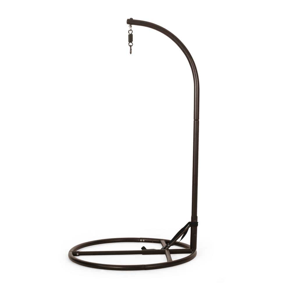 Brown Powder-Coated Iron Hammock Chair Stand with Round Base
