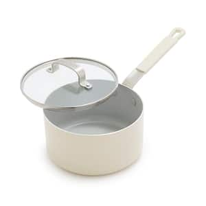 Bobby Flay 2.53 Qt. Ceramic Non-Stick Sauce Pan in Cream with Lid