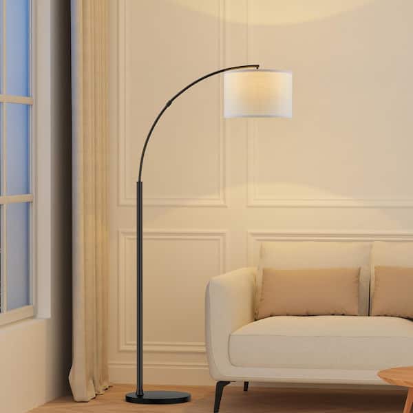 70 in. Arc Black Floor Lamp with Adjustable Angle Shade