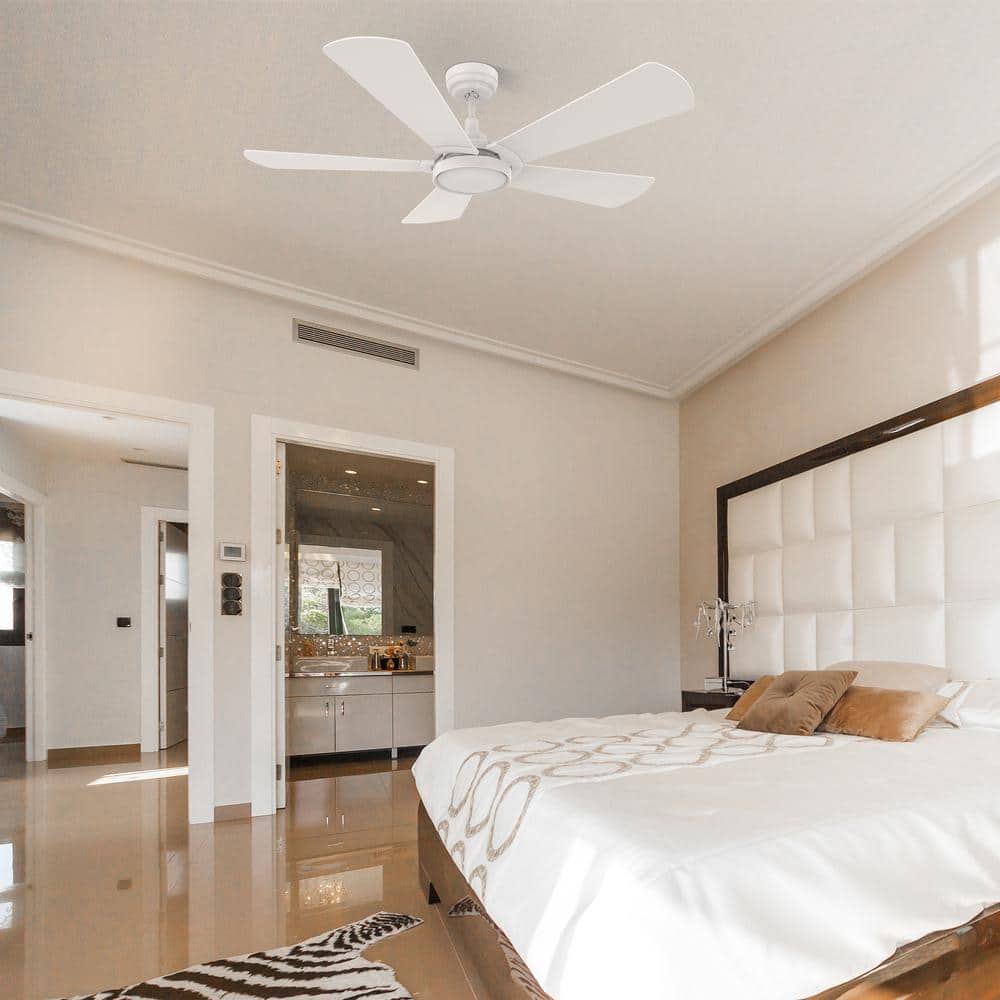 Wilkes 52'' White Manufactured Wood Smart Ceiling Fan with Glass Shade