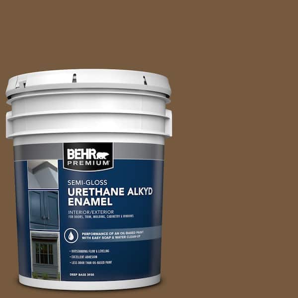 BEHR PREMIUM 5 gal. #290F-7 Wooden Cabin Urethane Alkyd Semi-Gloss Enamel Interior/Exterior Paint