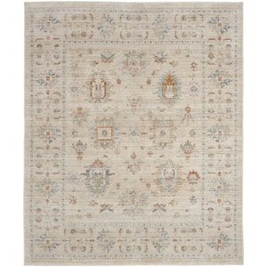 Traditional Home Ivory Beige 8 ft. x 10 ft. Distressed Traditional Area Rug