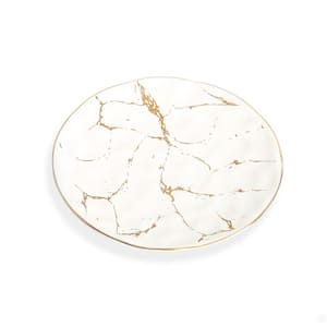 6.75 in. D White Dessert Plates with Gold Design (Set of 6)