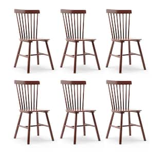 Windsor Classic Walnut Solid Wood Dining Chairs with Curving Spindle Back for Kitchen and Dining Room Set of 6