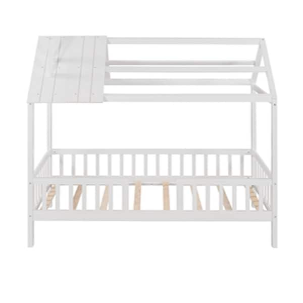 White Twin Platform Bed with Fence LC-953137 - The Home Depot