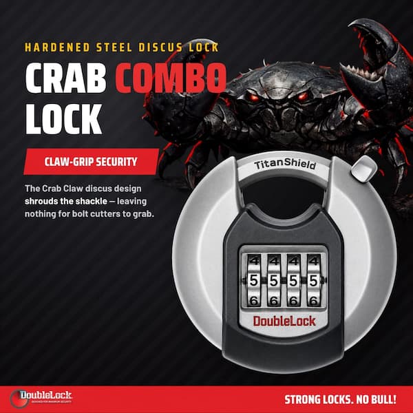 DoubleLock Crab Combo, 2-3/4 in. 4-Dial Combination Discus Padlock