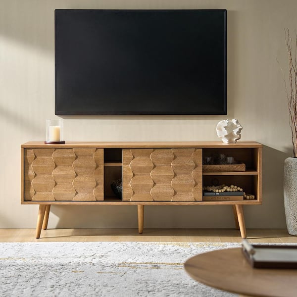 JAYDEN CREATION Xavi Seadrift Mid-century Modern TV Stand with Flared Legs