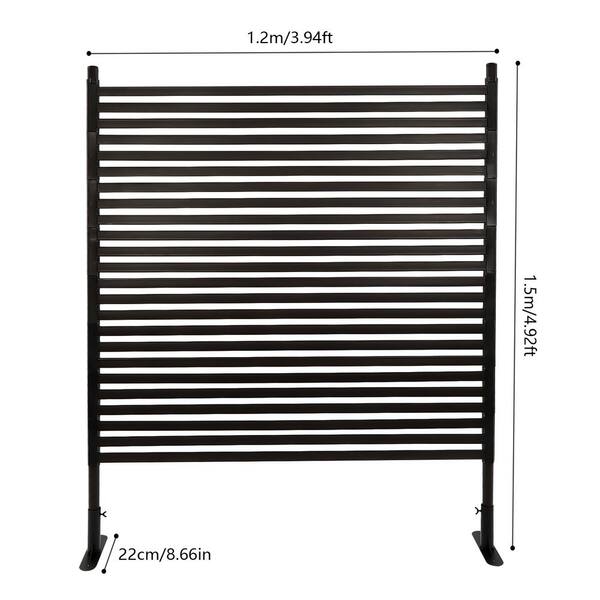 YIYIBYUS 5.91 ft. x 3.94 ft. Outdoor Metal Steel Freestanding Privacy Fence Screen Patio Garden Decorative Fence