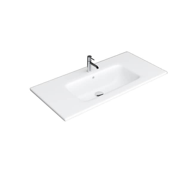 Joy 40 in. Drop-In Bathroom Sink in White