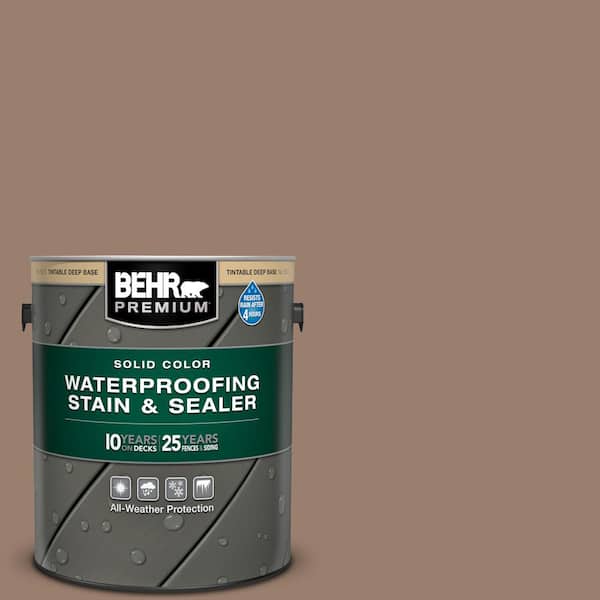 BEHR PREMIUM 1 gal. #SC-148 Adobe Brown Solid Color Waterproofing Exterior Wood Stain and Sealer