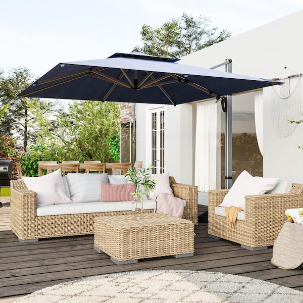 9 foot rectangular patio umbrella 35 PURPLE LEAF 9' X 12' Outdoor Rectangle Umbrella Large Cantilever Umbrella Windproof Offset Heavy Duty Sun for Garden Deck Pool Patio, degree rotation with foot pedal for convenient use 6 vertical tilt positions Easily open and close with crank handle Air vent allows enough air flow and ensures the umbrella stability Specifications Pure Garden 9-ft. Patio Umbrella