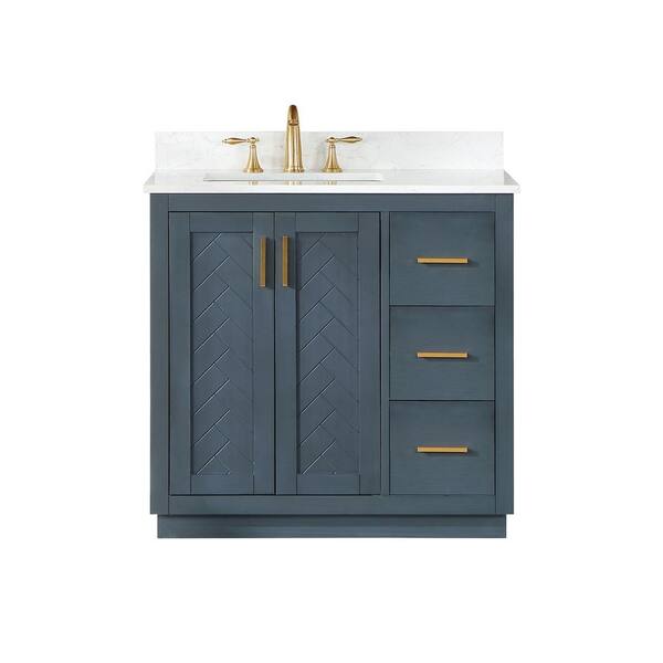 Altair Gazsi 36 In W X 22 In D X 34 In H Bath Vanity In Classic Blue With Grain White