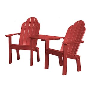 Classic Cardinal Red Plastic Outdoor Deck Chair Tete-A-Tete