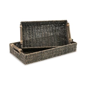 Gray and Brown Decorative Tray (Set of 2)