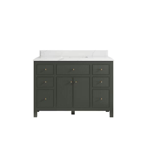 Willow Collections Sonoma 48 in. W x 22 in. D x 36 in. H Bath Vanity in Pewter Green with 1.5 in. Calacatta Quartz Top