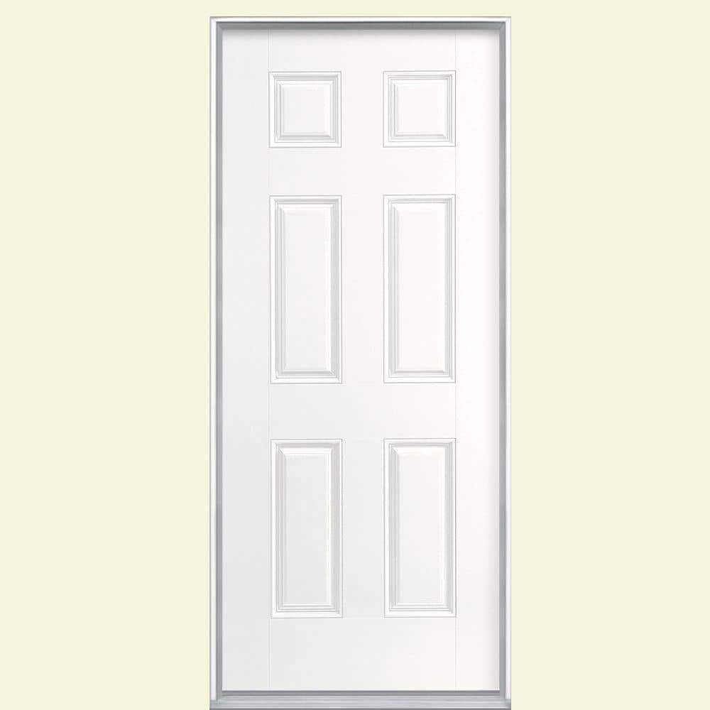 Masonite 36 in. x 80 in. Primed 6Panel Smooth Fiberglass Prehung Front