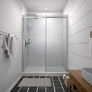 Golsena 48 in. W x 74 in. H Sliding Shower Door, CrystalTech Treated 5/16 in. Tempered Clear Glass, Chrome Hardware