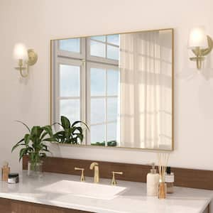 Sight 36 in. W x 30 in. H Rectangular Framed Wall Bathroom Vanity Mirror in Brushed Gold