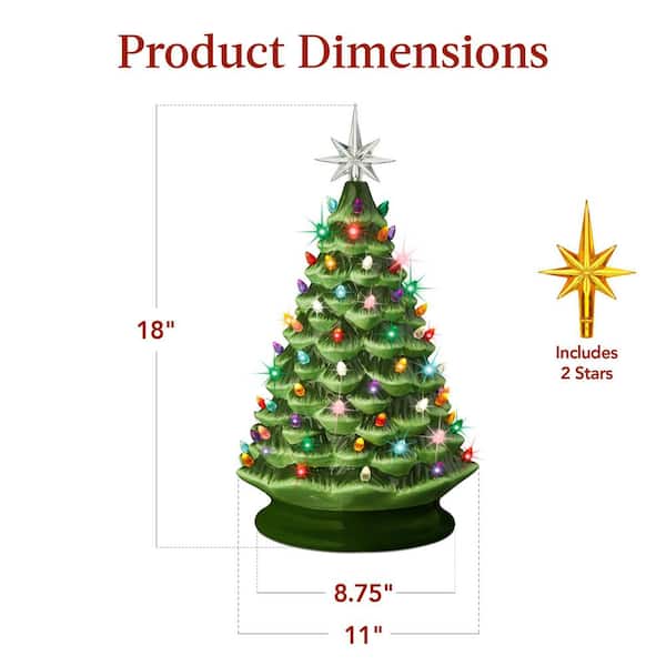 Best Choice Products 18in. Green Pre-Lit LED Ceramic Artificial