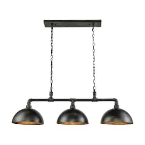 Mulvaney 3-Light Black with Brushed Gold Accents Billiard Light