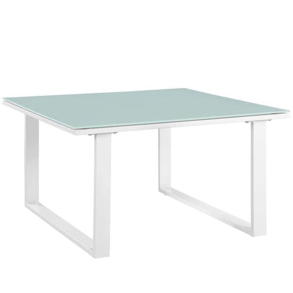MODWAY Fortuna Patio in White Aluminum Outdoor Side Table